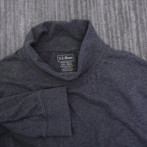 LL Bean Mens XXL Mock Neck Shirt Charcoal Gray Long Sleeve Cotton 508115